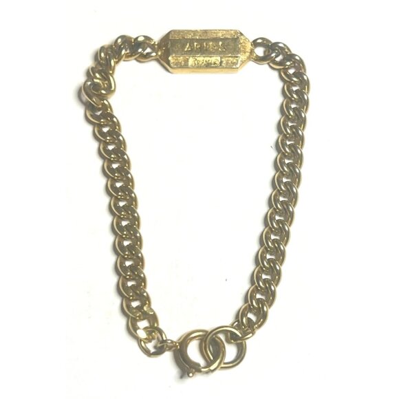 Vintage Crown Trifari Zodiac Aries Gold Tone Bracelet Size 6.5” - Picture 1 of 5